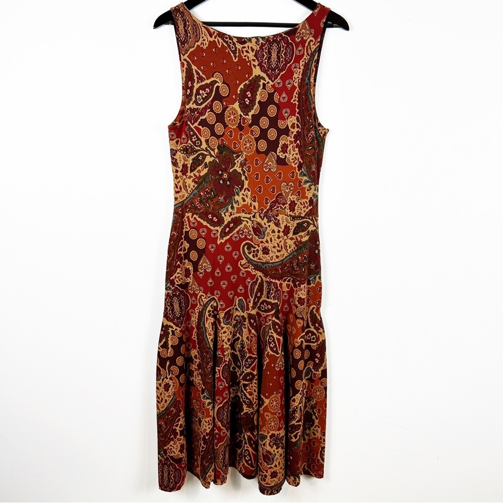 Ralph Lauren Paisley Midi Dress in Red and Brown